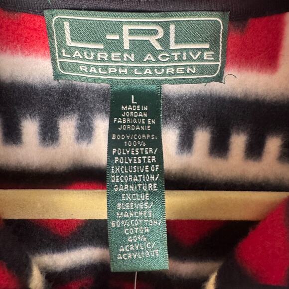 NWT LRL Ralph Lauren Active, Indian, Red & Black, Aztec, Fleece Jacket, Sz Large - Picture 4 of 13